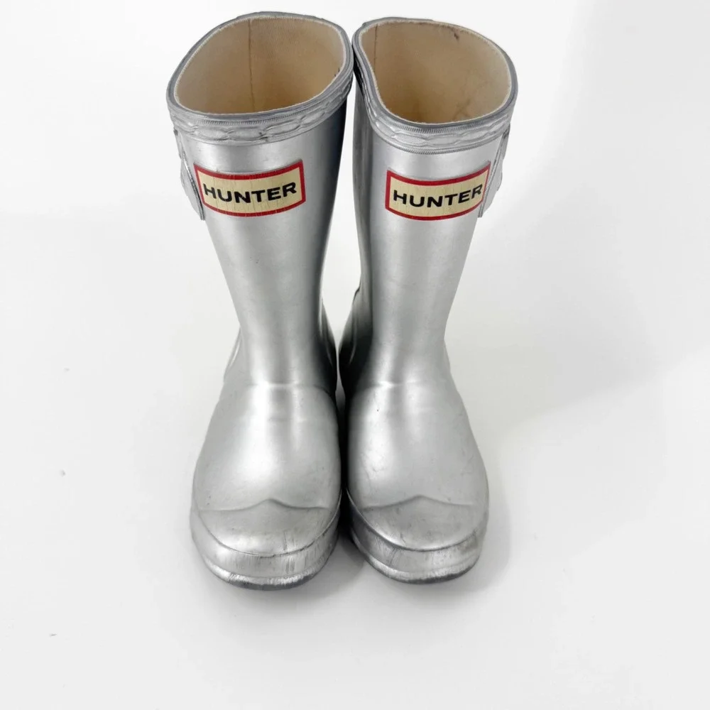 Hunter Original Kids Metal Rain Boots Silver Metallic Waterproof Size 9 Toddler